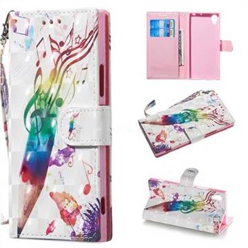 Music Pen 3D Painted Leather Wallet Phone Case for Sony Xperia XA1