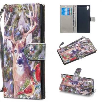Elk Deer 3D Painted Leather Wallet Phone Case for Sony Xperia XA1