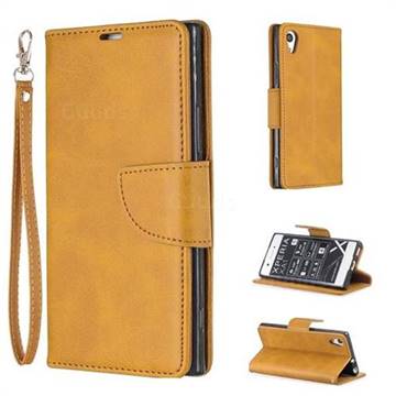 Classic Sheepskin PU Leather Phone Wallet Case for Sony Xperia XA1 - Yellow