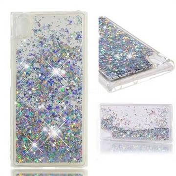 Dynamic Liquid Glitter Quicksand Sequins TPU Phone Case for Sony Xperia XA1 Plus - Silver