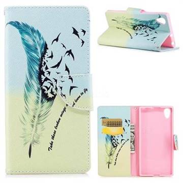 Feather Bird Leather Wallet Case for Sony Xperia XA1 Plus