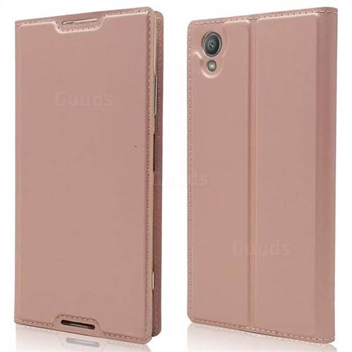 Ultra Slim Card Magnetic Automatic Suction Leather Wallet Case for Sony Xperia XA1 Plus - Rose Gold