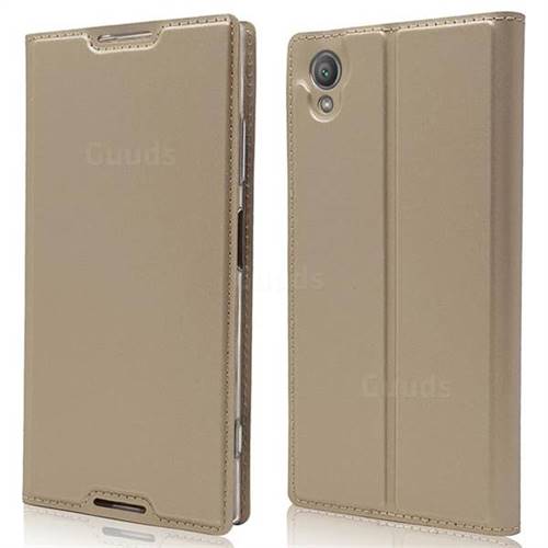 Ultra Slim Card Magnetic Automatic Suction Leather Wallet Case for Sony Xperia XA1 Plus - Champagne