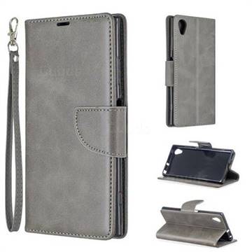 Classic Sheepskin PU Leather Phone Wallet Case for Sony Xperia XA1 Plus - Gray