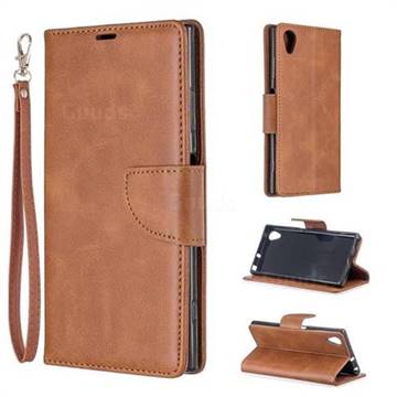 Classic Sheepskin PU Leather Phone Wallet Case for Sony Xperia XA1 Plus - Brown