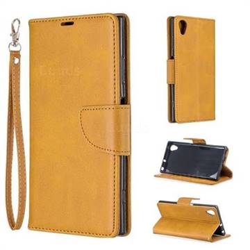 Classic Sheepskin PU Leather Phone Wallet Case for Sony Xperia XA1 Plus - Yellow