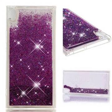 Dynamic Liquid Glitter Quicksand Sequins TPU Phone Case for Sony Xperia XA1 Ultra - Purple