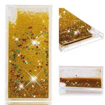Dynamic Liquid Glitter Quicksand Sequins TPU Phone Case for Sony Xperia XA1 Ultra - Golden