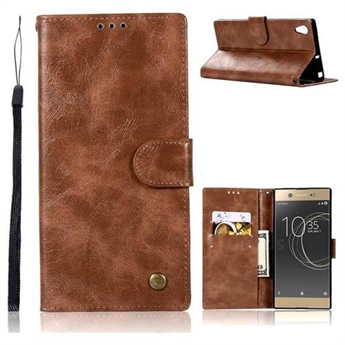 Luxury Retro Leather Wallet Case for Sony Xperia XA1 Ultra - Brown