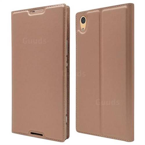 Ultra Slim Card Magnetic Automatic Suction Leather Wallet Case for Sony Xperia XA1 Ultra - Rose Gold