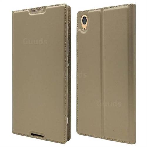 Ultra Slim Card Magnetic Automatic Suction Leather Wallet Case for Sony Xperia XA1 Ultra - Champagne