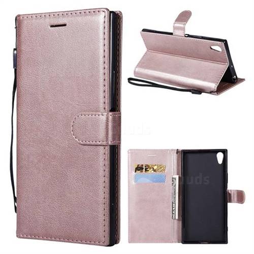Retro Greek Classic Smooth PU Leather Wallet Phone Case for Sony Xperia XA1 Ultra - Rose Gold