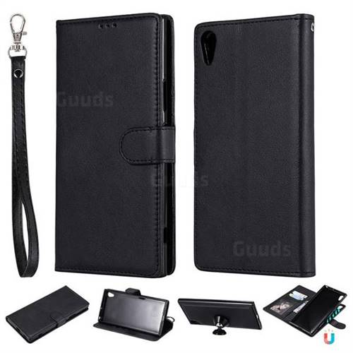 Retro Greek Detachable Magnetic PU Leather Wallet Phone Case for Sony Xperia XA1 Ultra - Black