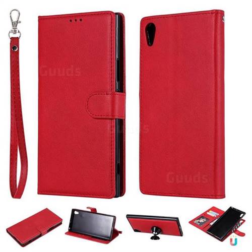 Retro Greek Detachable Magnetic PU Leather Wallet Phone Case for Sony Xperia XA1 Ultra - Red