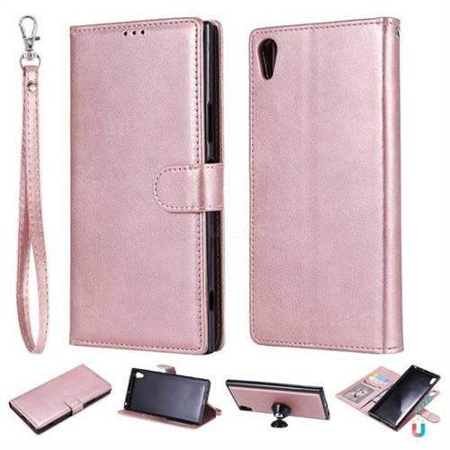 Retro Greek Detachable Magnetic PU Leather Wallet Phone Case for Sony Xperia XA1 Ultra - Rose Gold