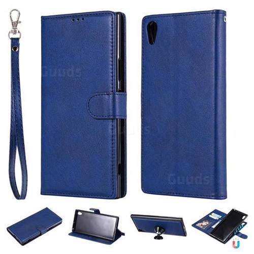 Retro Greek Detachable Magnetic PU Leather Wallet Phone Case for Sony Xperia XA1 Ultra - Blue
