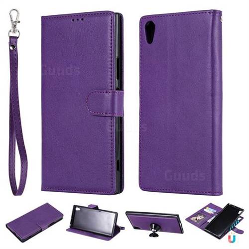 Retro Greek Detachable Magnetic PU Leather Wallet Phone Case for Sony Xperia XA1 Ultra - Purple