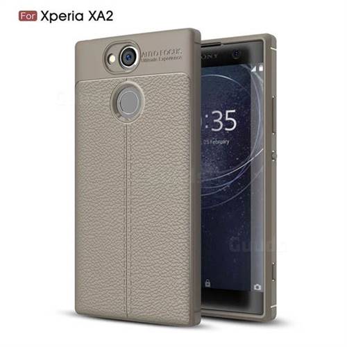 Luxury Auto Focus Litchi Texture Silicone TPU Back Cover for Sony Xperia XA2 - Gray