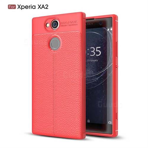 Luxury Auto Focus Litchi Texture Silicone TPU Back Cover for Sony Xperia XA2 - Red