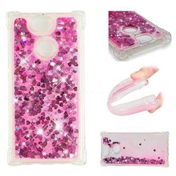 Dynamic Liquid Glitter Sand Quicksand TPU Case for Sony Xperia XA2 - Pink Love Heart