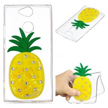 Yellow Pineapple Liquid Quicksand Soft 3D Cartoon Case for Sony Xperia XA2