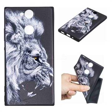 Lion 3D Embossed Relief Black TPU Cell Phone Back Cover for Sony Xperia XA2