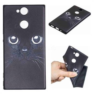 Bearded Feline 3D Embossed Relief Black TPU Cell Phone Back Cover for Sony Xperia XA2