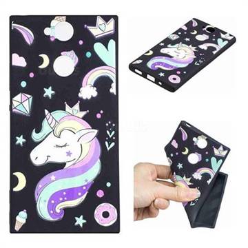 Candy Unicorn 3D Embossed Relief Black TPU Cell Phone Back Cover for Sony Xperia XA2