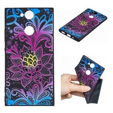 Colorful Lace 3D Embossed Relief Black TPU Cell Phone Back Cover for Sony Xperia XA2