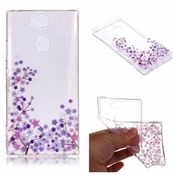Purple Cherry Blossom Super Clear Soft TPU Back Cover for Sony Xperia XA2
