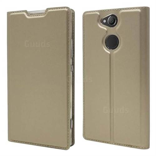 Ultra Slim Card Magnetic Automatic Suction Leather Wallet Case for Sony Xperia XA2 - Champagne