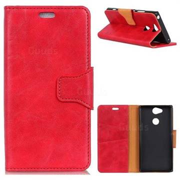 MURREN Luxury Crazy Horse PU Leather Wallet Phone Case for Sony Xperia XA2 - Red