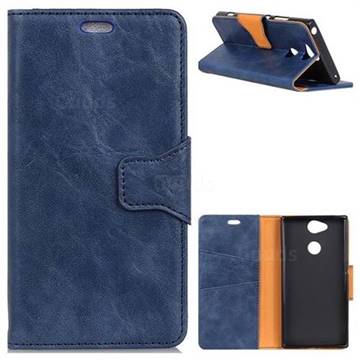 MURREN Luxury Crazy Horse PU Leather Wallet Phone Case for Sony Xperia XA2 - Blue