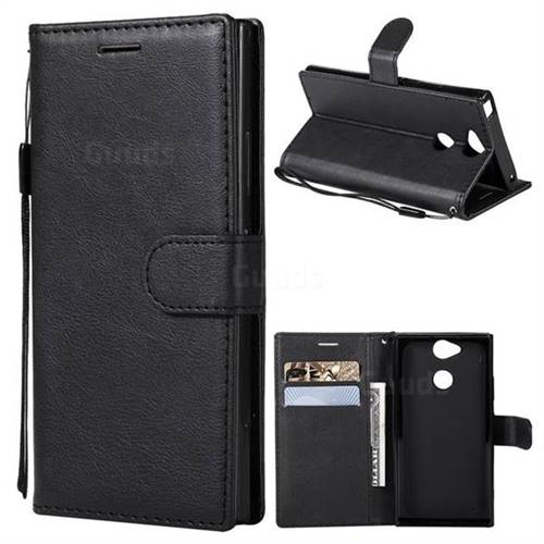 Retro Greek Classic Smooth PU Leather Wallet Phone Case for Sony Xperia XA2 - Black