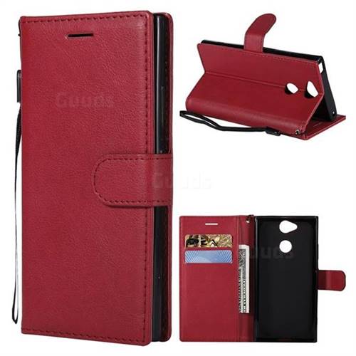 Retro Greek Classic Smooth PU Leather Wallet Phone Case for Sony Xperia XA2 - Red