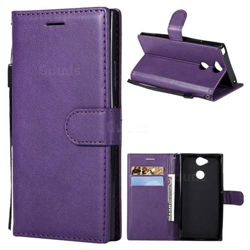 Retro Greek Classic Smooth PU Leather Wallet Phone Case for Sony Xperia XA2 - Purple