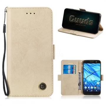 Retro Classic Leather Phone Wallet Case Cover for Sony Xperia XA2 - Golden