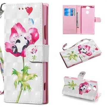 Flower Panda 3D Painted Leather Wallet Phone Case for Sony Xperia XA2