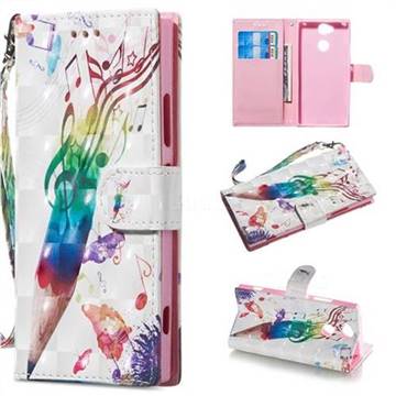 Music Pen 3D Painted Leather Wallet Phone Case for Sony Xperia XA2