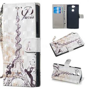 Tower Couple 3D Painted Leather Wallet Phone Case for Sony Xperia XA2