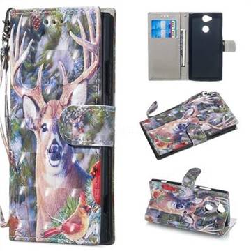 Elk Deer 3D Painted Leather Wallet Phone Case for Sony Xperia XA2