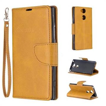Classic Sheepskin PU Leather Phone Wallet Case for Sony Xperia XA2 - Yellow