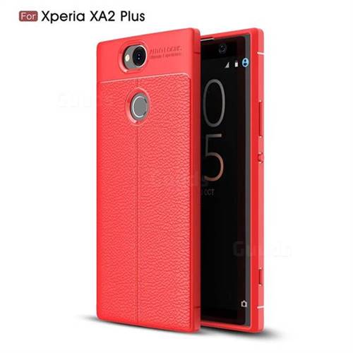 Luxury Auto Focus Litchi Texture Silicone TPU Back Cover for Sony Xperia XA2 Plus - Red