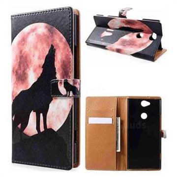 Moon Wolf Leather Wallet Case for Sony Xperia XA2 Plus