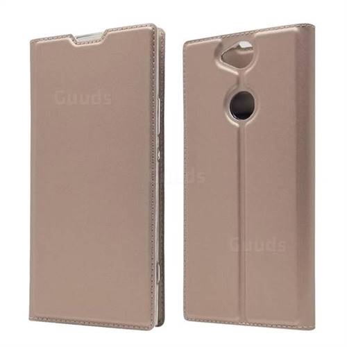 Ultra Slim Card Magnetic Automatic Suction Leather Wallet Case for Sony Xperia XA2 Plus - Rose Gold