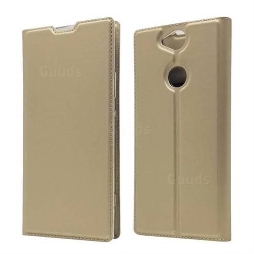 Ultra Slim Card Magnetic Automatic Suction Leather Wallet Case for Sony Xperia XA2 Plus - Champagne