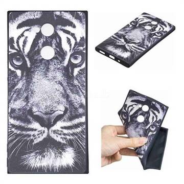 White Tiger 3D Embossed Relief Black TPU Cell Phone Back Cover for Sony Xperia XA2 Ultra(6.0 inch)
