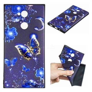 Phnom Penh Butterfly 3D Embossed Relief Black TPU Cell Phone Back Cover for Sony Xperia XA2 Ultra(6.0 inch)