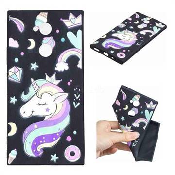 Candy Unicorn 3D Embossed Relief Black TPU Cell Phone Back Cover for Sony Xperia XA2 Ultra(6.0 inch)