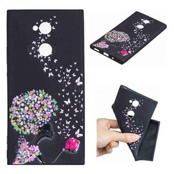 Corolla Girl 3D Embossed Relief Black TPU Cell Phone Back Cover for Sony Xperia XA2 Ultra(6.0 inch)